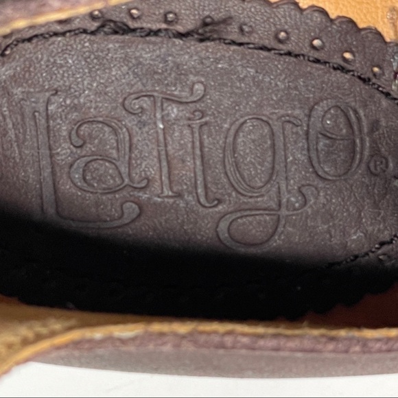 Latigo Anthropologie Kick Booties 6 Brown Leather Woven Western Ankle Boots - Picture 8 of 10